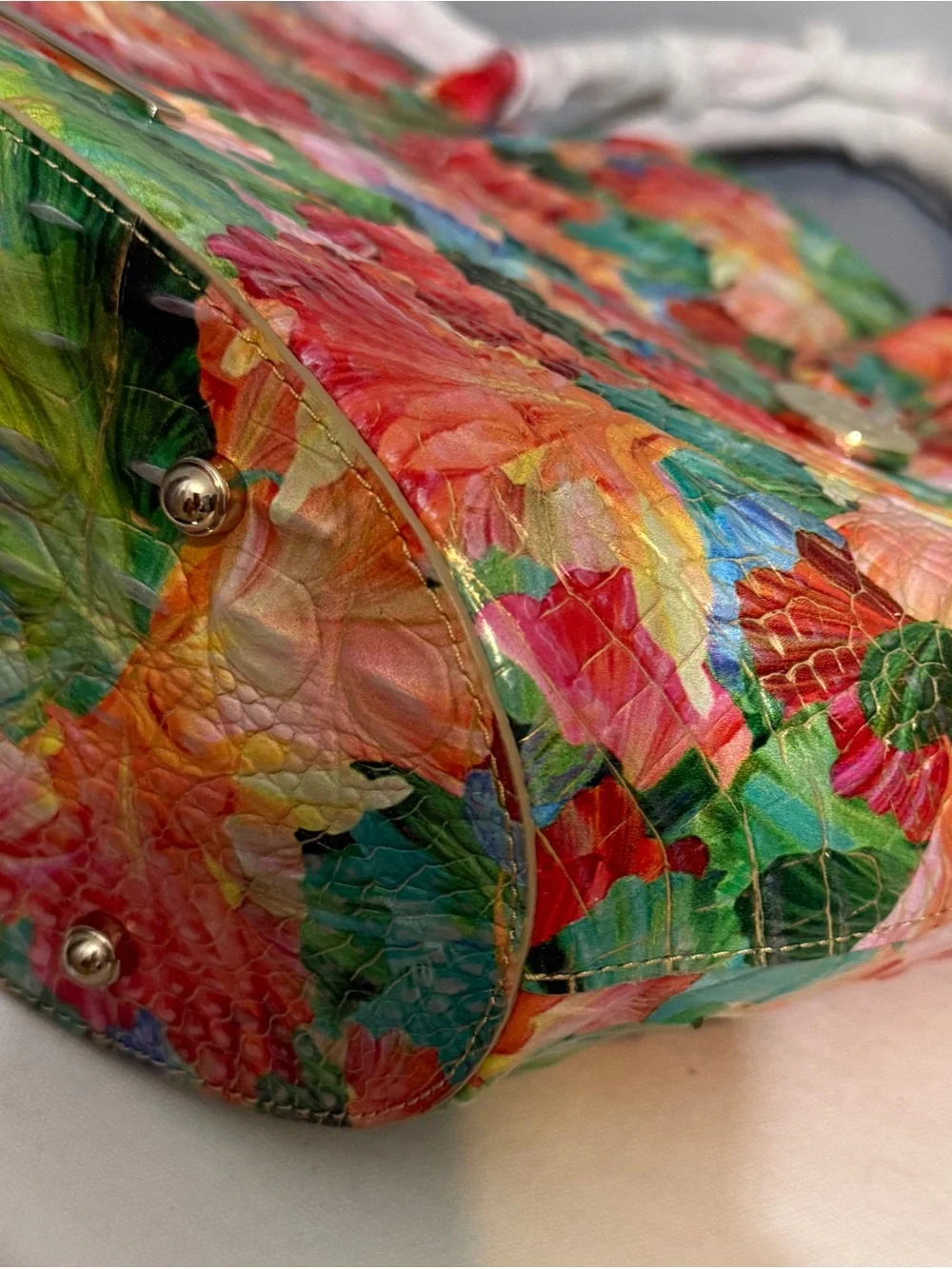Brahmin Mira Taffy Melbourne Tote Bag Floral Leather Dust Bag NWT